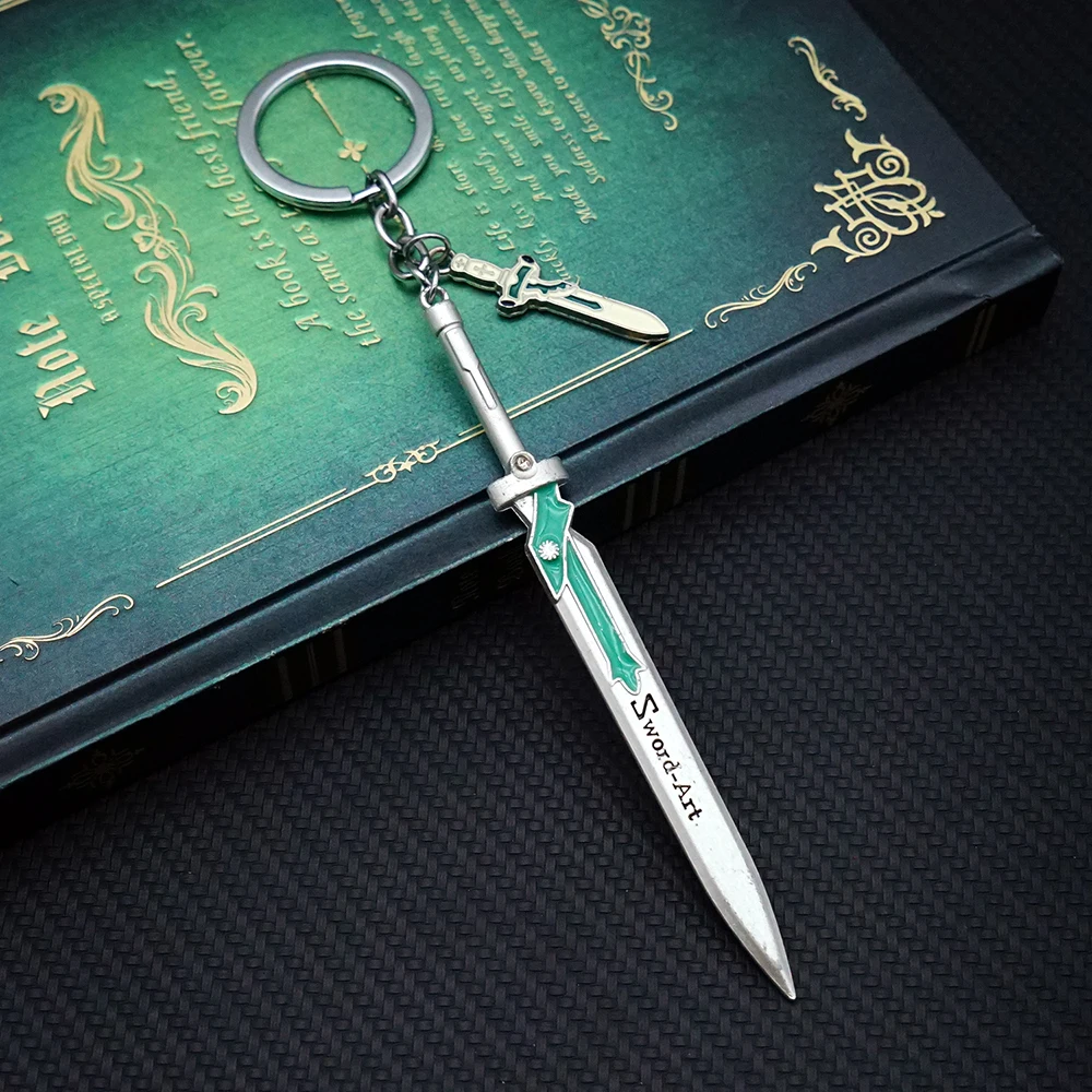 SAO Sword Art Online Keychain Asuna Kirito Elucidator DARK REPULSER Keyring Set Anime Accessories Key Ring Pendant llaveros