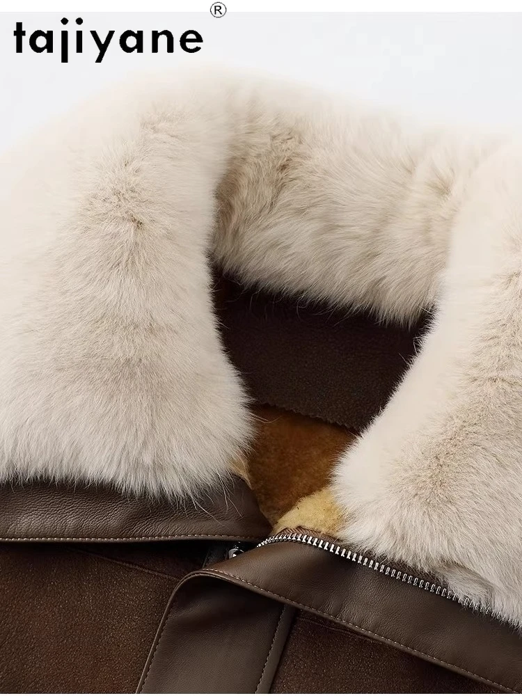 TAJIYANE Natural Sheepskin with Wool Attached Jacket Women Short Stylish Coats Real Fur Coat 2025 Winter Woman Clothing fourrure