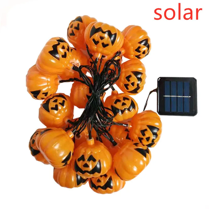 Guirnalda de luces solares para decoración de Halloween, luces Led de calabaza para exteriores, alimentadas por agua, luz de Patio para fiesta de jardín, 2023, 129