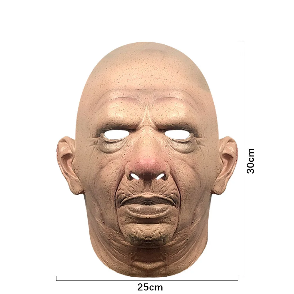 Realistische Alte-Mann-Maske Glatzkopf-Gesichtsmaske mit Falten Vollkopfmaske Halloween-Maskerade-Kostüm-Requisiten – Detail 5