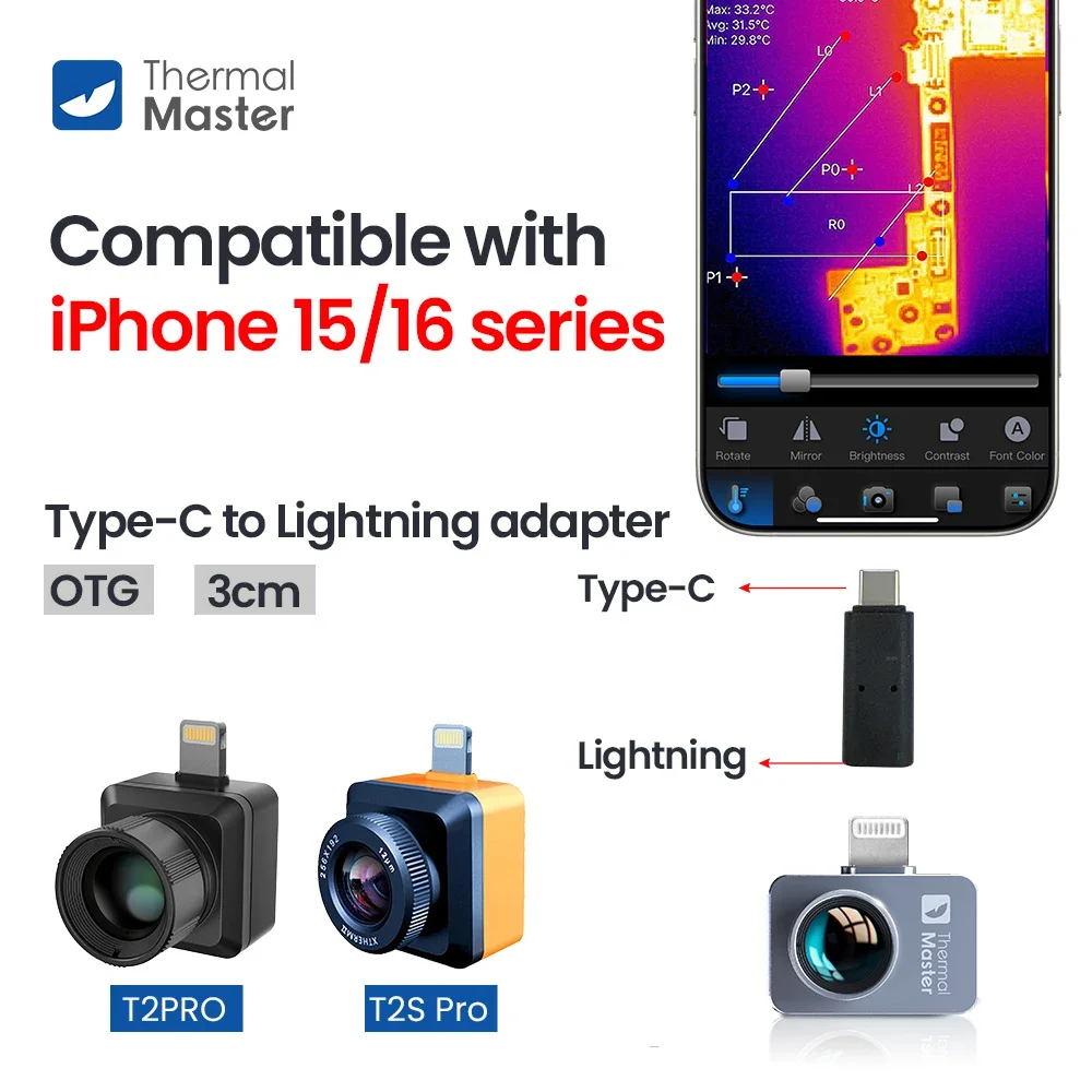 Wire Accessories Apple Iphone 15 Cable Adapter for P2PRO,T2PRO,T2S,X2,X3 Tactical Holder