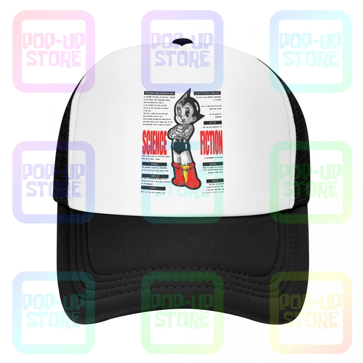 Evintage Astro Boy Mighty Atom 3D Hologram Tezuka Productions Baseball Cap Trucker Hats Breathable Splicing