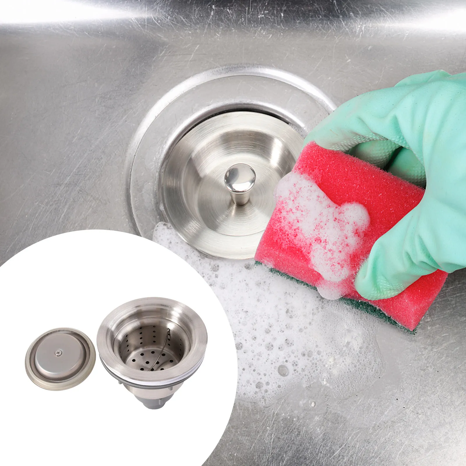 Premium Stainless Steel Sink Filter Strainer for Wash Bowl Bathtub Stall Shower Drain Clog Preventer Easy Clean No Mold Flat