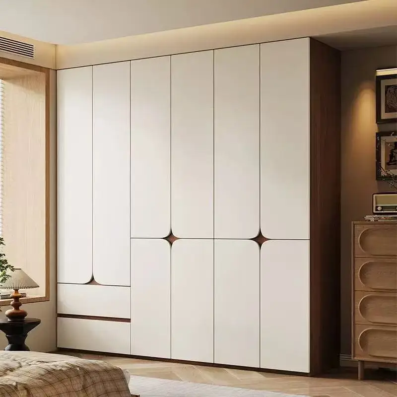 Wardrobe household bedroom small apartment free handle segmented ENF modern simple locker finished large wardrobe