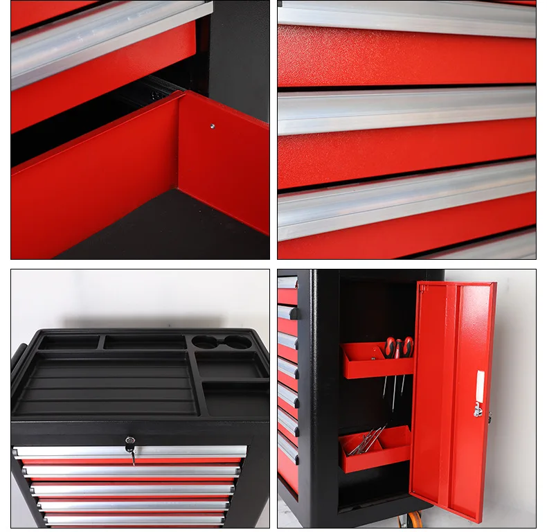 Customizable OEM Workshop Rolling Lockable Waterproof Tool Cabinet 7 Drawer Garage Storage Toolbox Trolley Tools Cart 300kg Load
