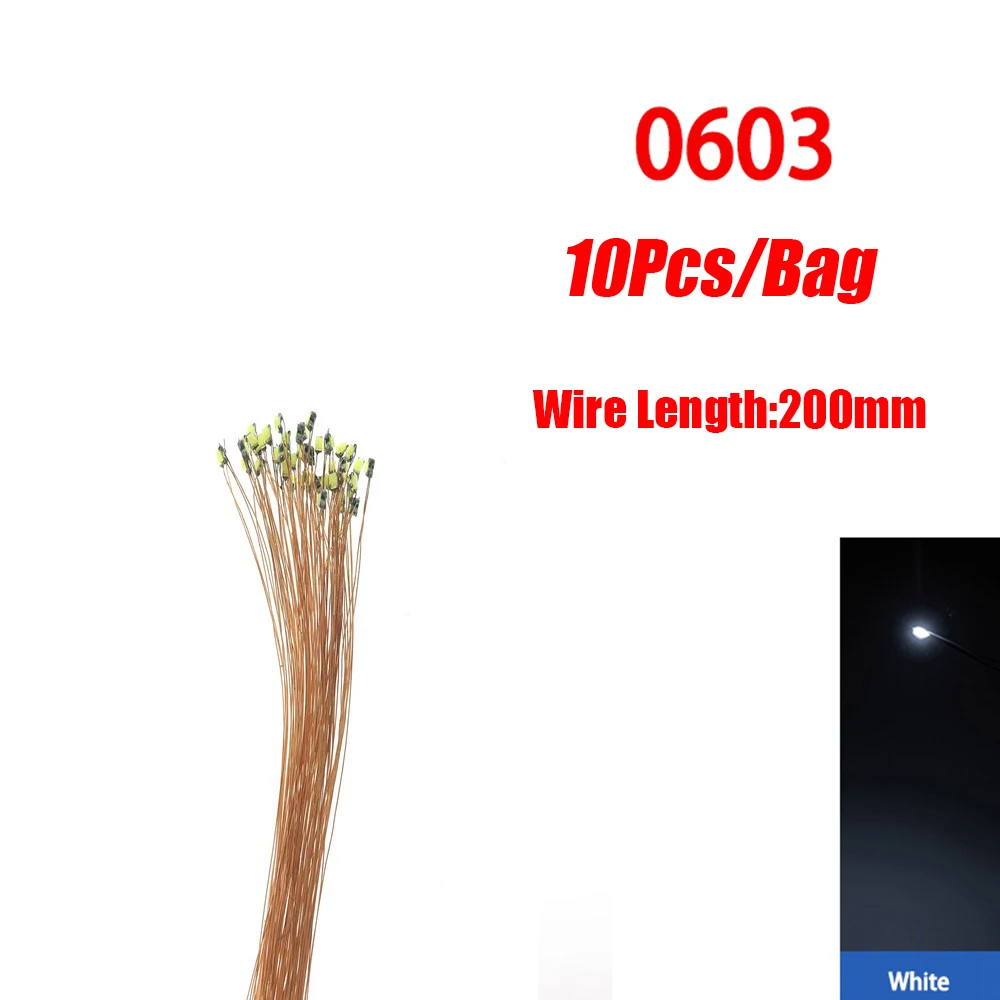 10 teile/los 0402 0603 SMD Lampe Wired Micro Led Vorgelötet Micro Litz Wired Chip 20 cm 3 V Eisenbahn modell Szenen