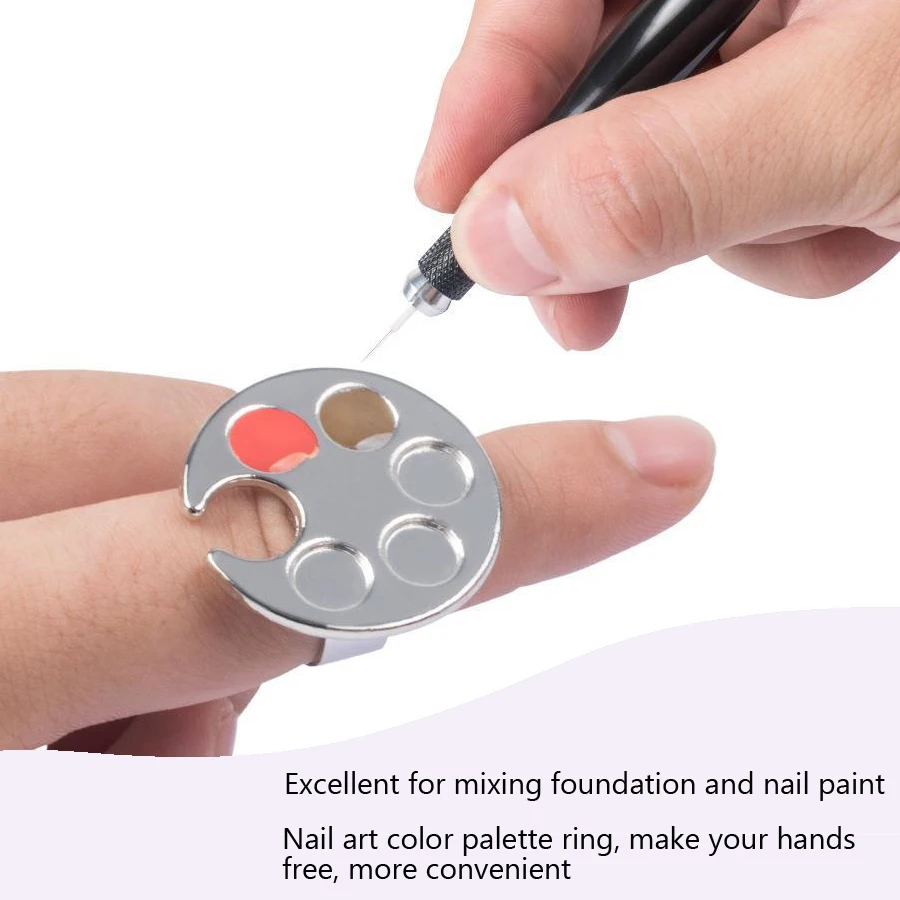 Mini Nail Art Color Palette Mixing Ring, Cute Footprint Design for Mixing Acrylic Paints and Nail Polishes