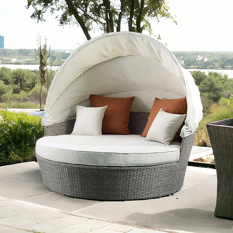 

Универсальный круглый шезлонг JC Outdoor Furniture из ротанга с подушками