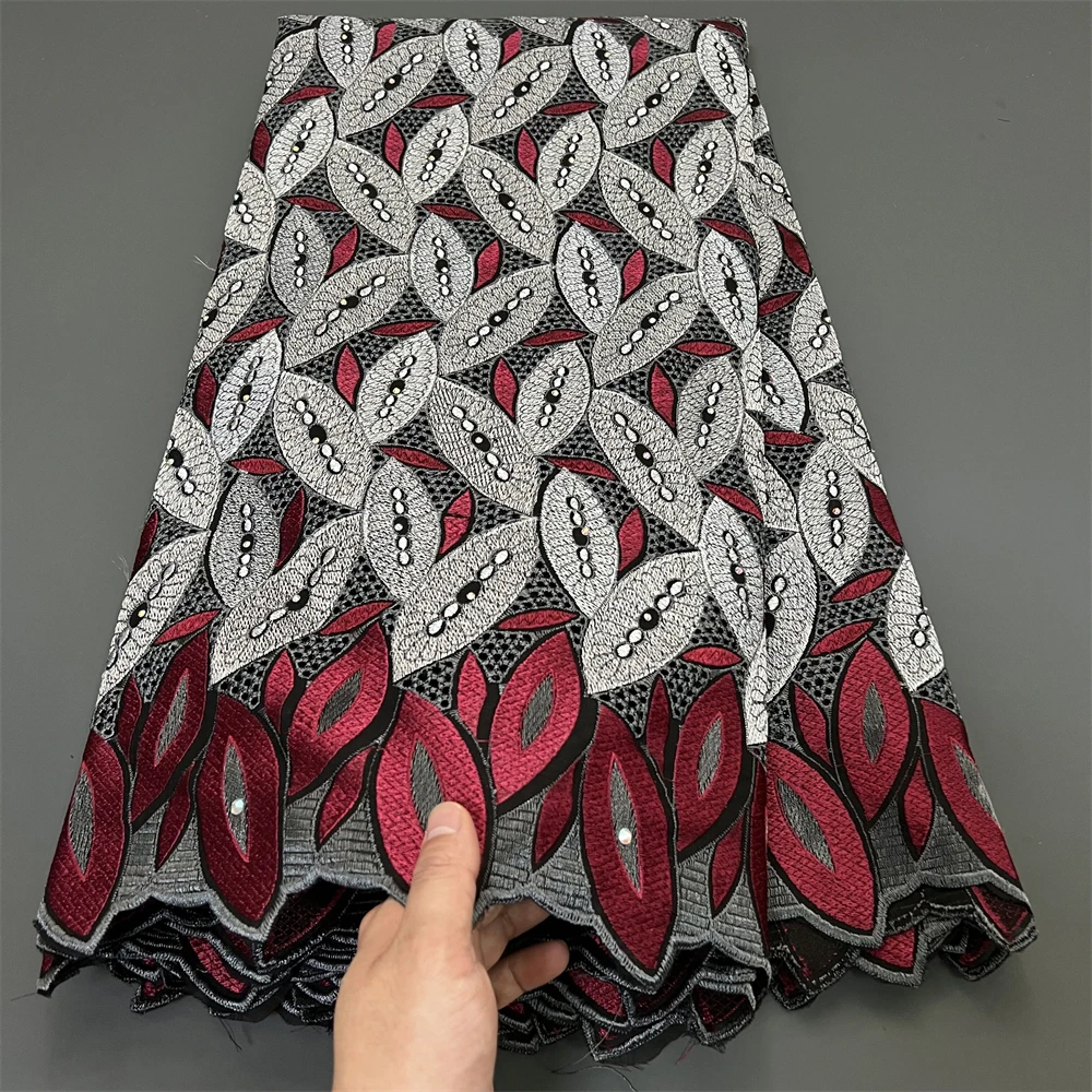 Nigerian Tulle Lace Fabric, Cotton Embroidery, Guipure Party Gown, Brocade , French,Damask High Quality, 5Yard, 2024 PS0034