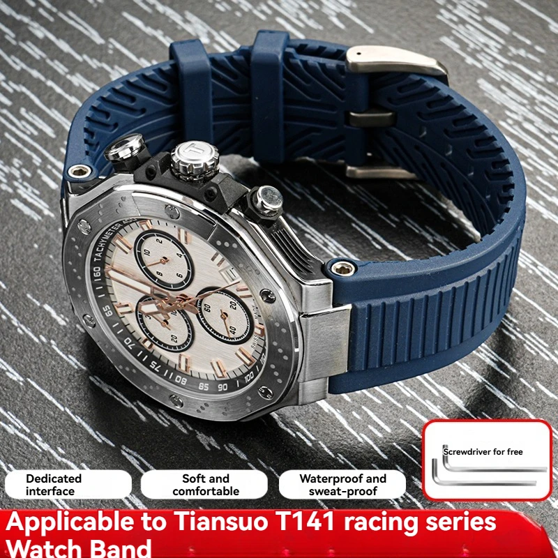 

For TISSOT 1853 T-Race Rubber Watchband 24mm Compatible with T141 Series (T141.417A/T141.427) – Silicone Strap Concave Design