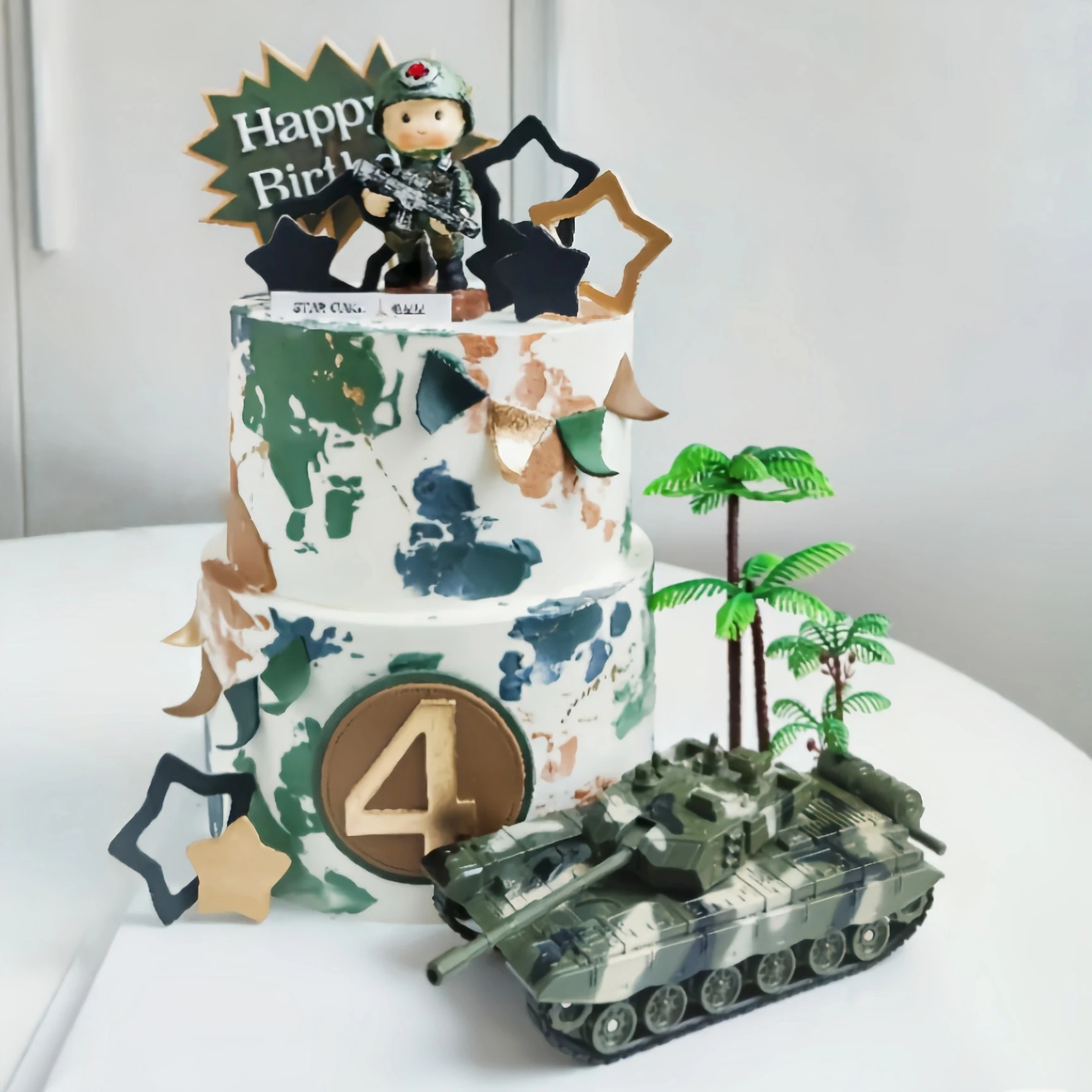 Police Doll Special Forces Soldier Cake Topper Camouflage Tank Military Theme Children's Boy Birthday Favor Gift Baking Supplies