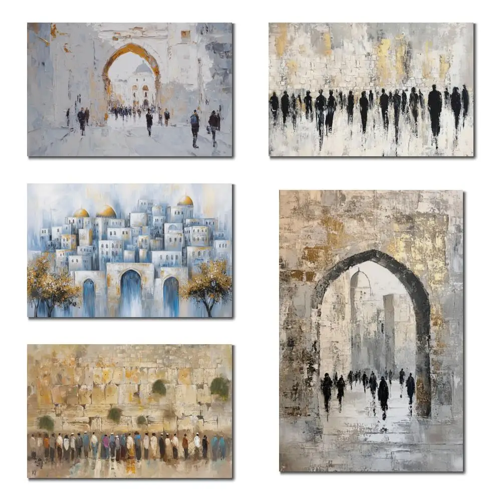 

Abstract Art Kotel Painitng Gold Leaf Handmade Western Wall Jerusalem Canvas Artwork Jewish Gift Modern Dining Room Decor Large