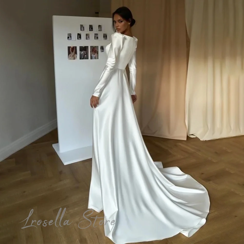 Nobiltà o-collo elegante abito formale su misura Illusion a-line donna Luxury Princess International drappeggiato abito da sposa civile 2024