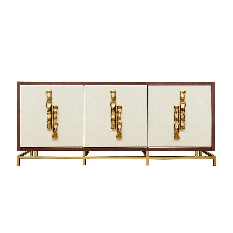 High-end solid wood dining side cabinet pure copper cabinet door handle simple storage storage cabinet