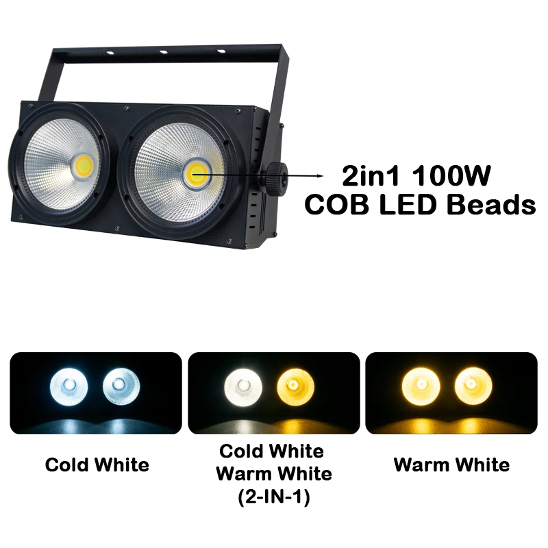 Kinusdjs LED 2 Eyes 200W Audience light COB 2 Eyes 200W DMX LED Blinds Stage Light for Theater Concert Church Party