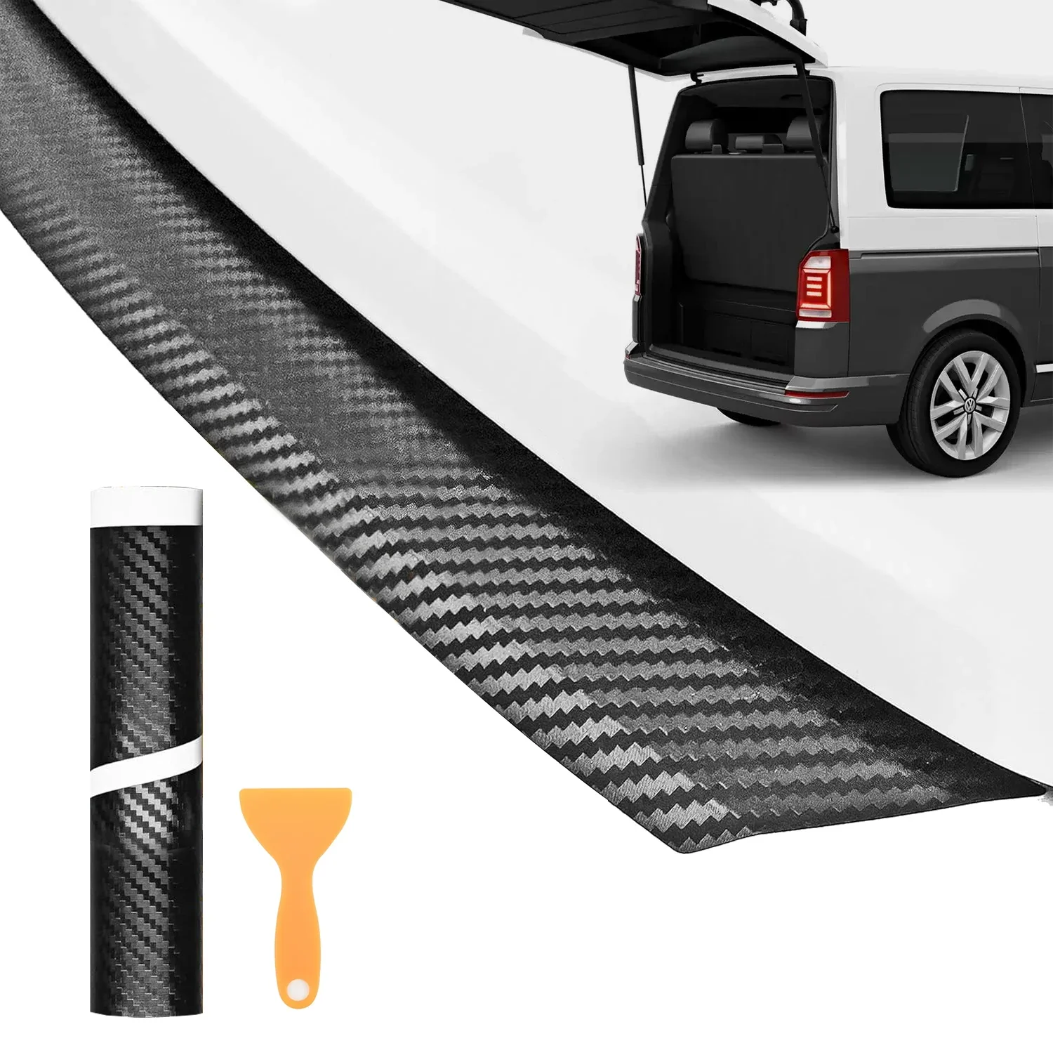 Image of Auto-Stoßstangenschutz mit Werkzeugsätzen für VW T5 T6 2003–2025, hintere Stoßstangenschutz, Autos, kratzfest, Lackschutz, Kohlenstoffschwarz