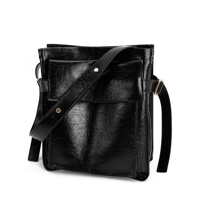 

Genuine Leather Bucket Bag, Large Capacity, Shoulder, Crossbody, Special-Interest Design