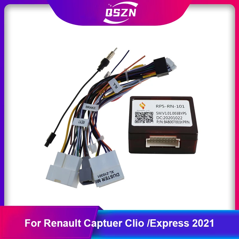 16 Pin Canbus box Adaptor RP5-RN-101 For Renault Captuer Clio /Express 2021 With Wiring Harness Cable Android Car Radio