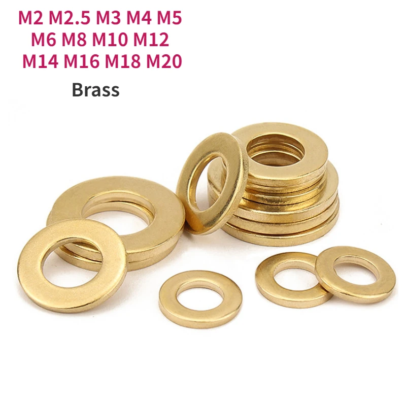 M2 M2.5 M3 M4 M5 M6 M8 M10 M12 M14 M16 M18 M20 GB97 Brass Flat Washer  Solid Brass Gasket Shim Copper Metal Meson Pad Spacer