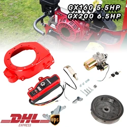 Kit de arranque eléctrico para Honda GX160, 5.5HP, GX200, 6.5HP, Kit de arranque eléctrico, volante, compatible con Honda GX160, 5.5HP