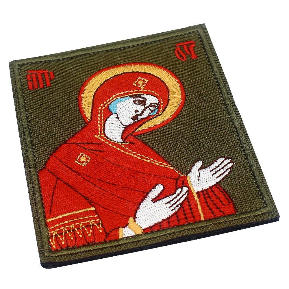 Blessed Virgin Mary Goddess Embroidery Patches for Clothing Motorcycle Jacket Backpack PVC Female Deity Badge Patch Applique