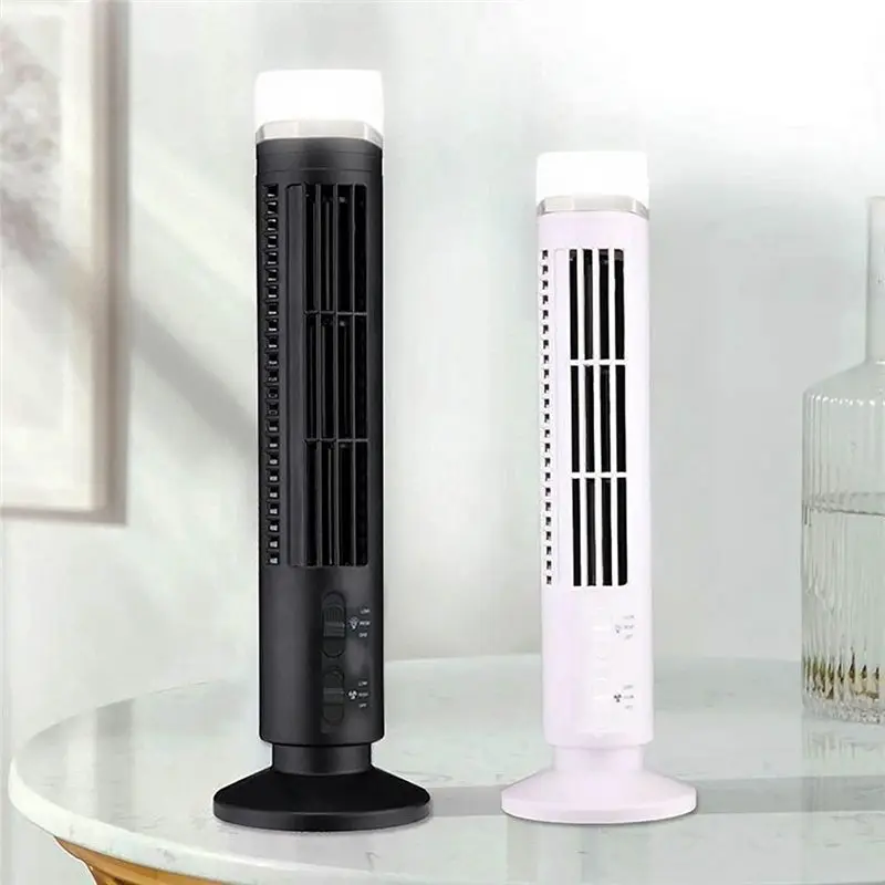 AEE6-Portable Air Cooler Fan,Streamlined Tower Fan With LED,Powerful Wind,Space-Saving, Bladeless Design, USB Interface