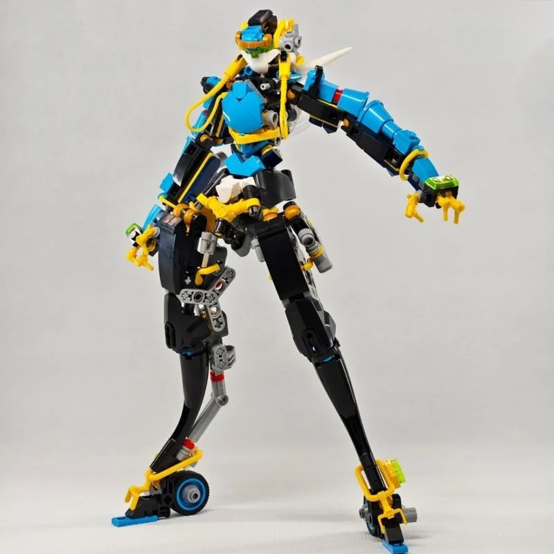 

New MOC Mecha Robot Girl Building Blocks Model Toy Mecha Robot Girl Qingxian Ground Staff Model Toy Ornament For Kid Gifts