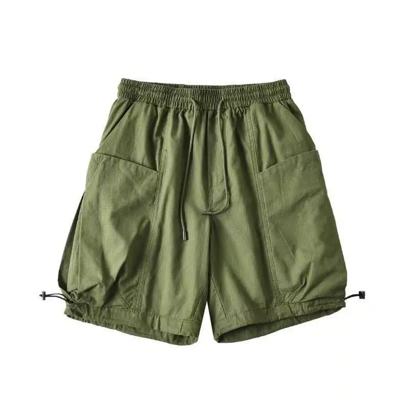Mr. WH Men's Summer Loose Wide Leg Fashionable Shorts with Large Pockets Outdoor Casual Five-Quarter Length Straight Cut Trou...