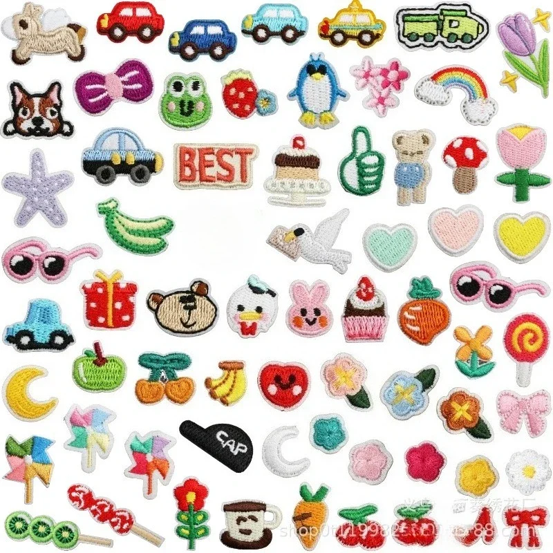 

Small Size Embroidered Cloth Sticker Korean Handmade DIY Puppy Dog Mini Cute Car Flower Embroidery Label