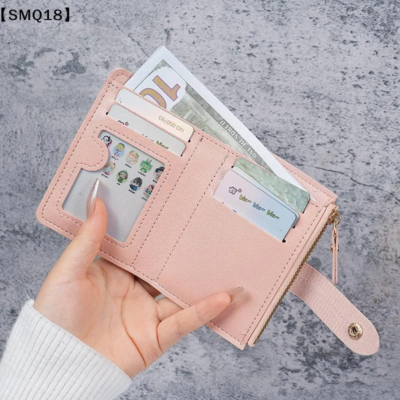 Slim PU Leather Womens Wallet With Zipper Coin Pocket And Multiple Card Slots Perfect For Daily Carry Shopping Travel【SMQ】