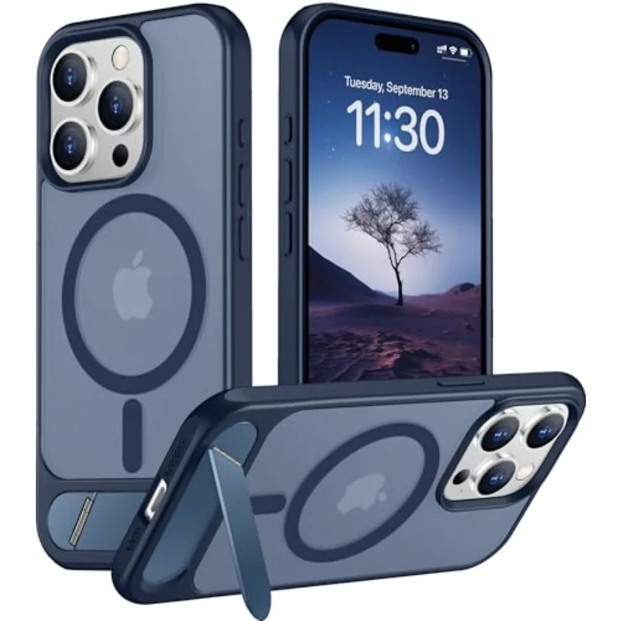 

Magnetic Compatible with iPhone 15 Pro Max Case, [Built-in Invisible Kickstand][Compatible with MagSafe] [Military Grade Shockp