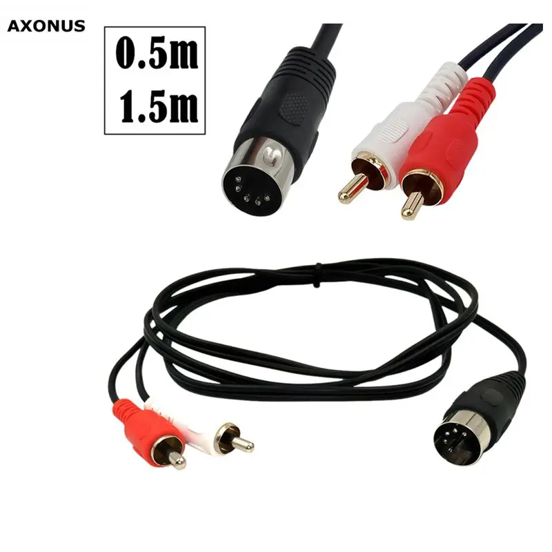5-pin DIN To 2RCA Phono Cable, Old-style Audio Equipment Adapter Cable, 5-pin Male Din