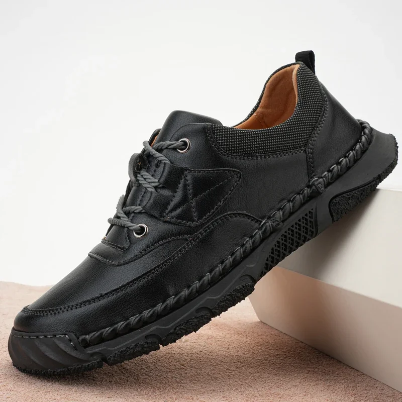 2024 novos homens de couro sapatos casuais primavera clássico italiano moda rendas antiderrapante mocassins lazer designer plano sapatos caminhada