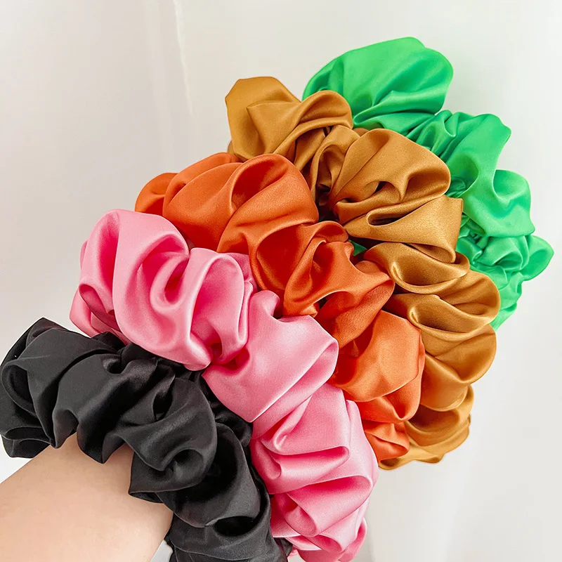 Fashion Satin Silk Wrinkle Wide Elastic Hair Bands Vintage Women Headbands Pink Black Headdress Headwear Ladies Hair Accessories