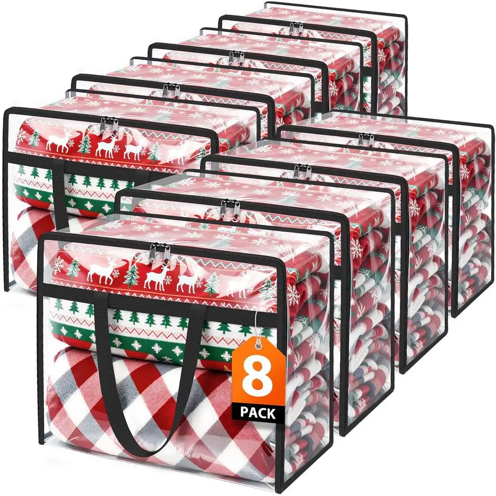 

Складные сумки для хранения одежды, постельного белья и под кроватью из 8 предметов — вместимость 60 л с застежкой-молнией