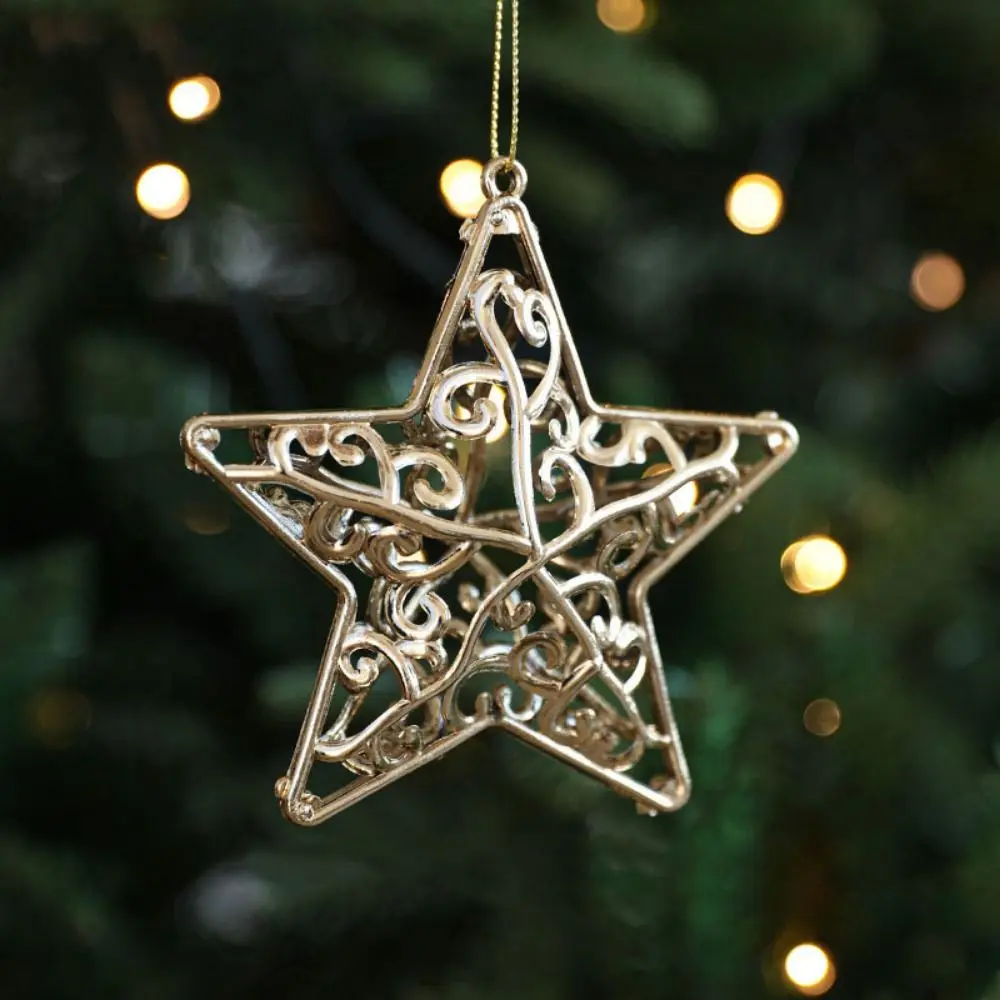 Plastic Christmas Gold Plating Hanging Pendant Snowflake Elk Angel Xmas Pendants Decorative Butterfly Christmas Tree Ornaments