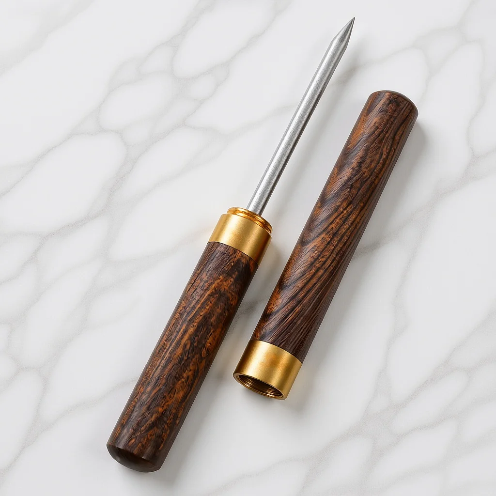 

Stainless Steel Pick Chisel With Wooden Handle Safety Cover Heavy Duty Ice Crusher Tool For Bartending Kitchen Use Ice