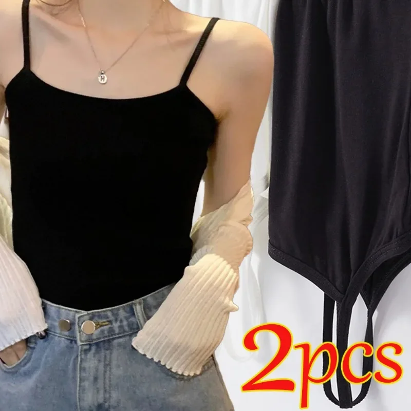 Sexy Sling Vest Women Girls Solid Color Versatile Elastic Crop Tops Soft Comfortable Breathable Vest Tops Fashion Accessories