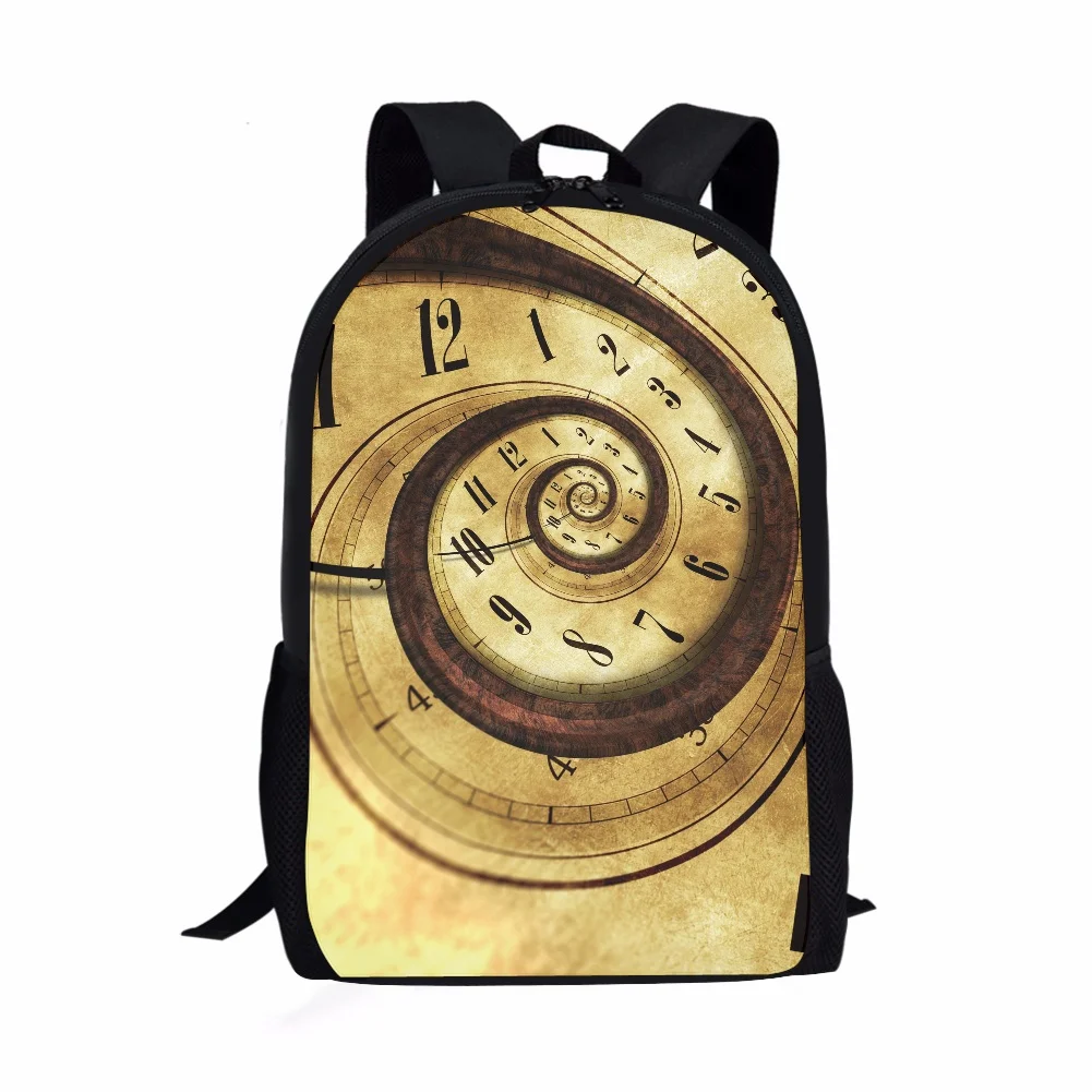 Retro Clock Print Backpacks Student Children Book Bags School Bags for Teenagers Boys Girls School Bag Large Capacity Daypack