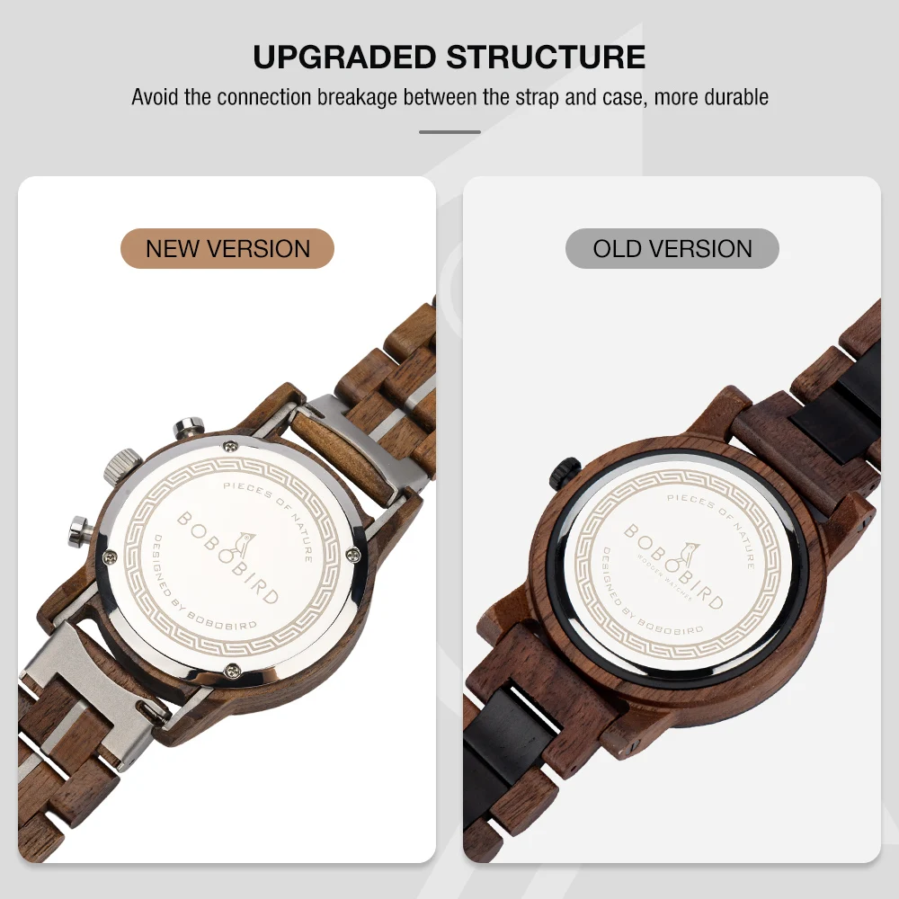 BOBO BIRD Mens Watches Top Brand Business Chronograph Quartz Watch Men Wood Wristwatch Water Resistant Custom Relogio Masculino