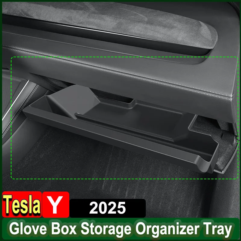 

for Tesla Model Y Juniper 2025 Glove Box Storage Organizer Box Car interior Accessories Copilot Side Storage Tidying Tray MY