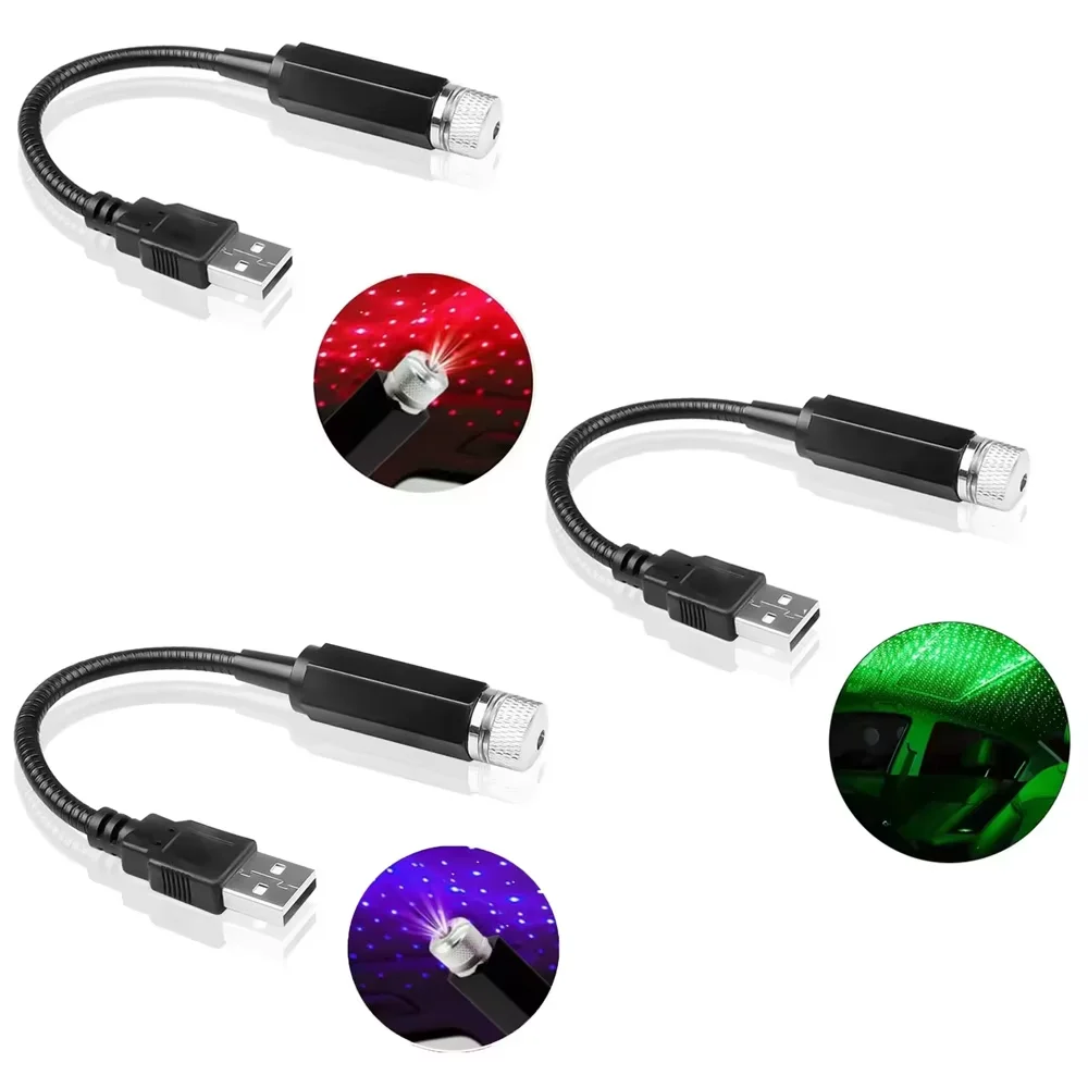 Многоцветная светодиодная проекционная лампа Plug And Play со звездным небом, мини-USB, звездный ночник, автомобильный светильник Galaxy на крыше, внутреннее украшение автомобиля Быстрая доставка 4-6 дня Прибытие