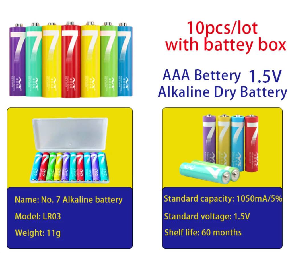 

LR03 / AAA 1.5V Alkaline Batteries - Long Lasting, Leak Proof [Quantity] Pcs Pack for Remote Control, Toys, Flashlight