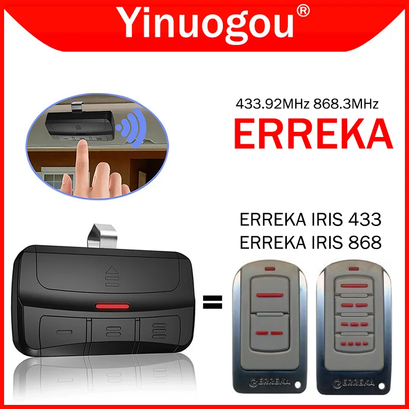 Clone ERREKA IRIS 2 4 433 868 Garage Door Remote Control Duplicator 433.92MHz 868.3MHz Rolling Code Hand Transmitter