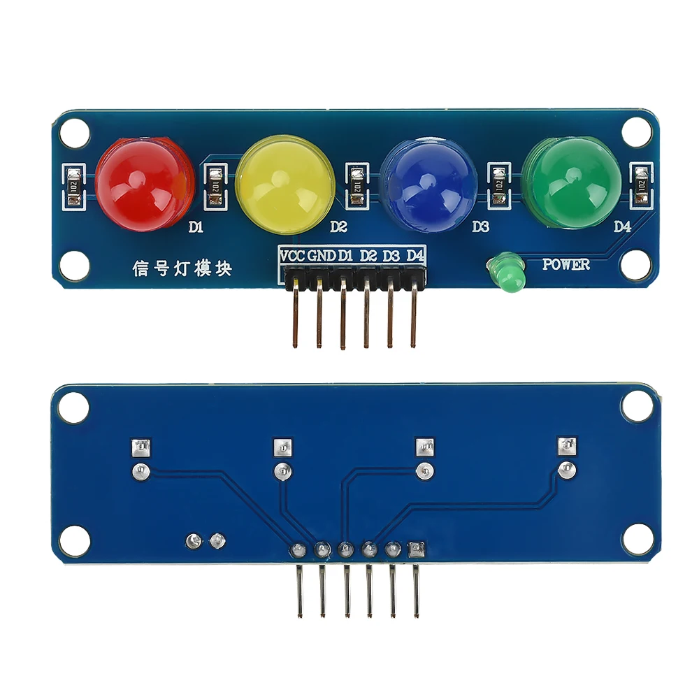 

DC3.3~5V Модуль светодиодного дисплея, четырехзначный светодиодный модуль, красный, желтый, синий, зеленый, 4-цветный светодиодный сигнал для системы светофора