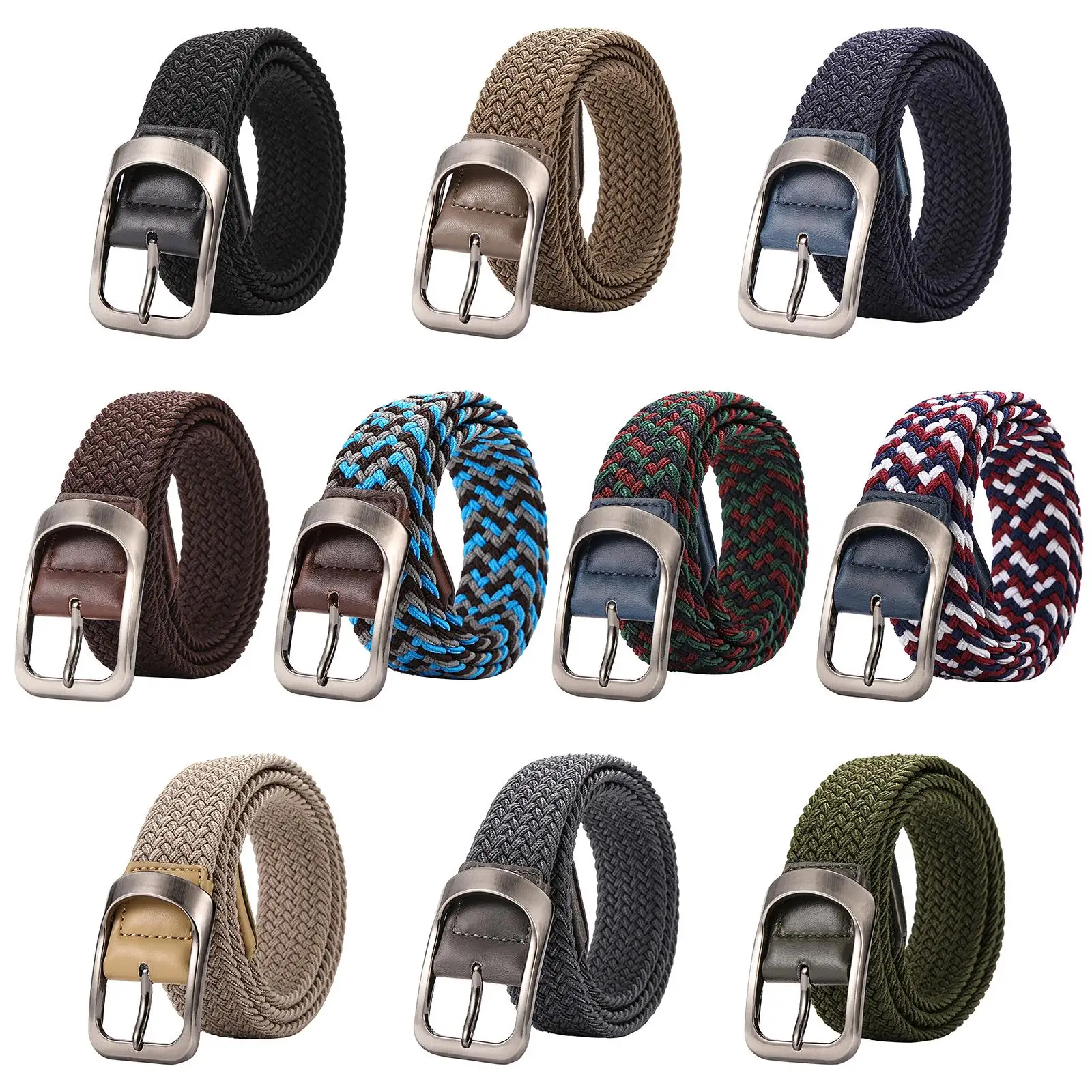 Braided Canvas Stretch Belt Woven Canvas Length 105 cm for Sports Casual