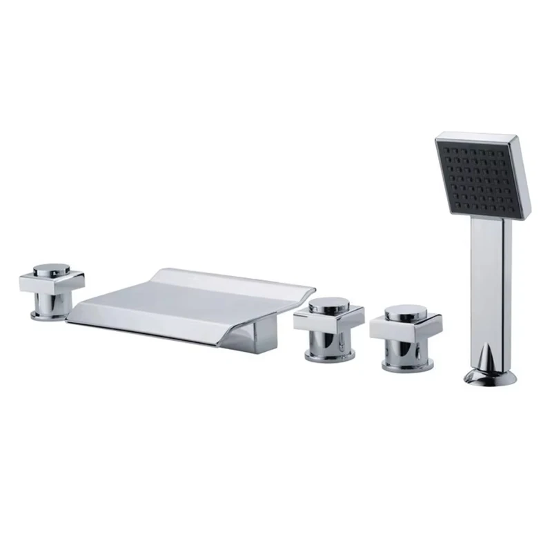 

5-Well Armor Plate Mounted Brass Bathroom Waterfall Faucet Bath Bath and Shower Bath Faucet Set