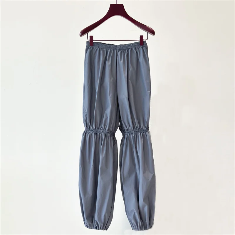 レディースパンツ　新作　伸縮性ウエスト　スリムフィット　ストレートレッグパンツ　2025年秋　ハイウエスト　ランタンパンツ　Y2K　バンドルフットパンツ