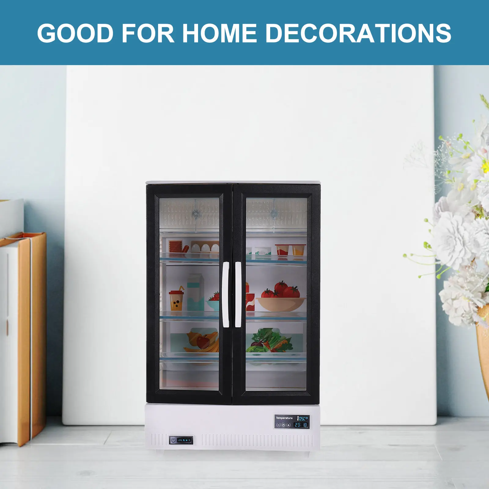 

Миниатюрный холодильник для декора дома, мини-холодильник для кукольного домика, тонкая работа, компактный, изящный дизайн для миниатюрных интерьеров