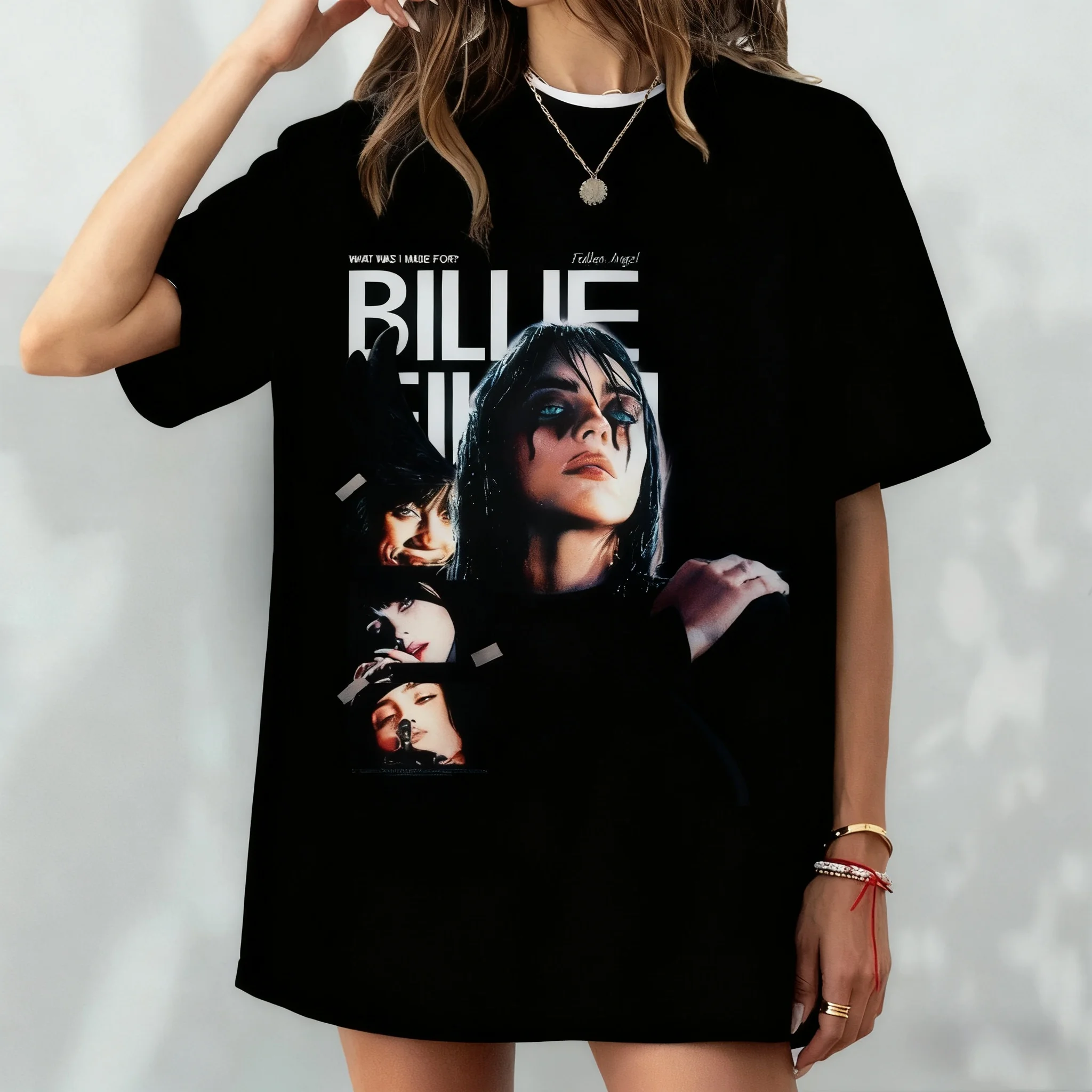 بيلي إيليش مطبوعة عصرية عادية القطن الرجال والنساء تي شيرت فضفاض ريترو الشارع عالية الجودة تيشيرت صيفي للجنسين